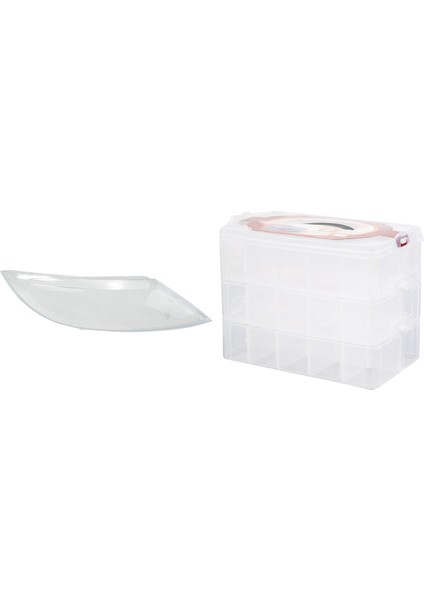 1 Adet Araba Sağ Kafa Işık Lambası Lens ve 1 Adet 3 Kat Temizle 30 Izgara Yıkama Bant Saklama Kutusu (Yurt Dışından)