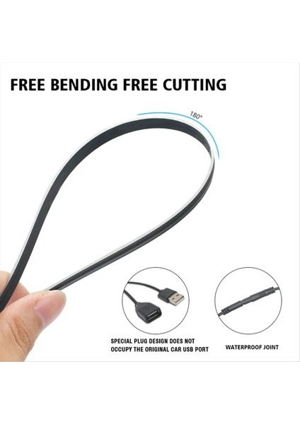 Tesla Model 3 Y Araba Iç Mekan Rgb Neon Işık LED Strip Merkezi Konsolu Gösterge Tablosu Ortam Lambası (A) (Yurt Dışından)