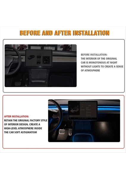 Tesla Model 3 Y Araba Iç Mekan Rgb Neon Işık LED Strip Merkezi Konsolu Gösterge Tablosu Ortam Lambası (A) (Yurt Dışından) fiyatları