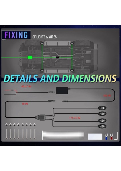 Rgb LED Kaya Işıkları Atv Utv Suv B Için App Control ile Çok Çalep Kontrolü ile Çok Fonksiyonlu Neon Undergow Su Geçirmez Işık B (Yurt Dışından) fiyatları