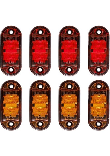 Amber Kırmızı 2 5 Inç Oval LED Römork Kamyonu Boşluk Işığı Yan Işaretleyici Işık 8 Adet Su Geçirmez Marker Göstergeleri Işık (Yurt Dışından)