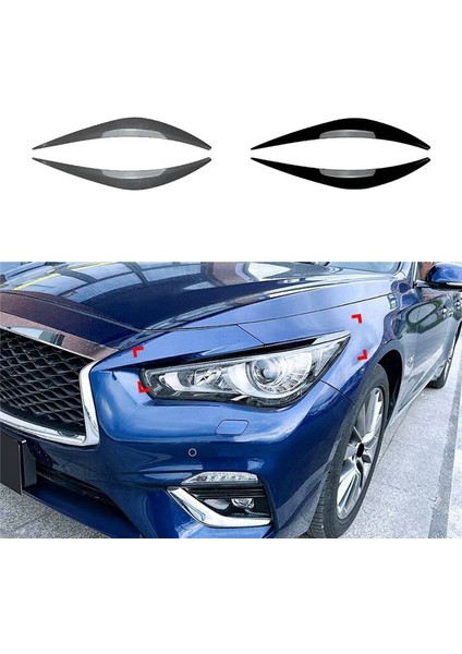 Araba Karbon Fiber Ön Far Kapağı Garnitür Strip Kaş Kapağı Trim Sticker Infiniti Q50 2014-2023 (Yurt Dışından) indirimleri