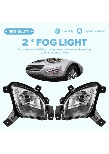 Araba Ön Tampon Sis Halojen Sürüş Lambası Sis Lambaları Far Sisleri Hyundai Tucson IX35 2010 - 2014 Için (Yurt Dışından) fırsatları