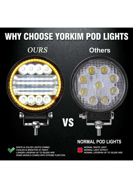 4x 5 Inç LED Iş Işık Kombinasyon Spotu Taşkın Yoldan Çıkarken Kehribar Sis Lambası (Yurt Dışından) fırsatları