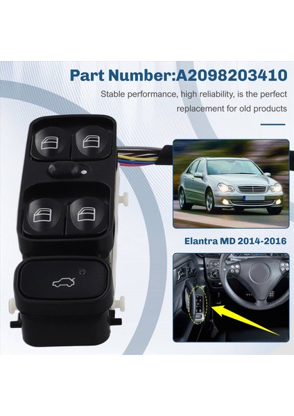 Güç Kontrol Penceresi Anahtarı A2098203410 A2038200110 2038210679 A2038210679 Mercedes C Sınıfı W203 C180 C200 C220 (Yurt Dışından) modelleri
