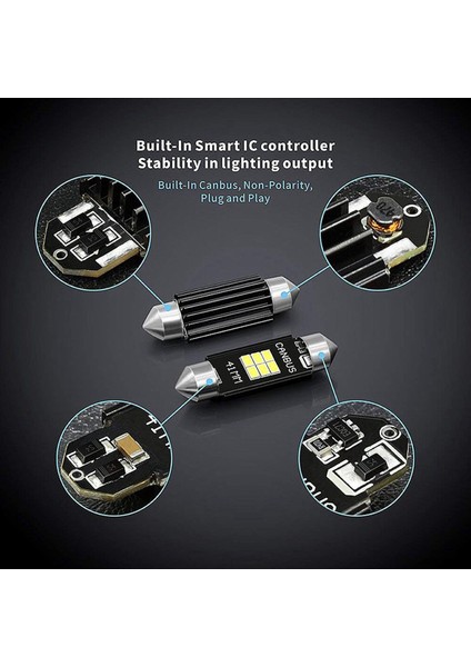 4x Son Derece Parlak 400 Lümen 3020 Yonga Seti Kanbus Hatasız LED Ampuller Iç Araba Işıkları Plaka Kubbesi 41MM (Yurt Dışından) indirimleri