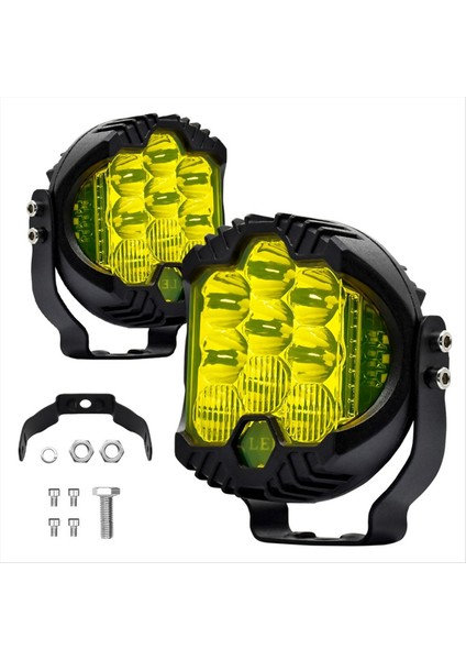 3 Inç Üç Yan Işıklı Iş Işıkları Kamyon Suv Teknesi Off-Road Araçları Için LED Farlar Atv Sarı (Yurt Dışından)