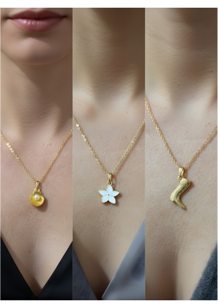 Üçlü Kombin Altın Kaplama Sembol Kolye Seti