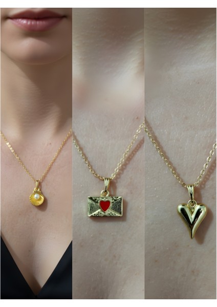 Üçlü Kombin Altın Kaplama Sembol Kolye Seti