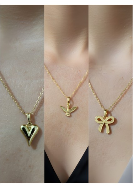 Üçlü Kombin Altın Kaplama Sembol Kolye Seti