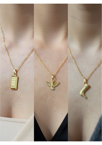 Üçlü Kombin Altın Kaplama Sembol Kolye Seti