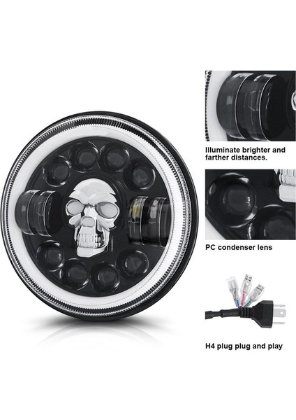 1 Adet Yeni 7inç LED Kafatası Farları Wrangler Off-Road Araç Far Dönüşümleri 60W Kafatası Farları (Yurt Dışından) indirimleri