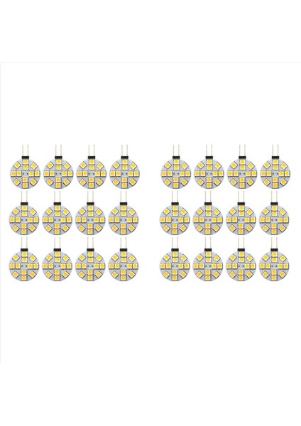 24PCS G4 Puck Işıkları LED Ampul Yan Pim Tabanı G4 5050 12SMD LED Rv Kamp Hafif Ev Okuma Işığı Sıcak Beyaz (Yurt Dışından)