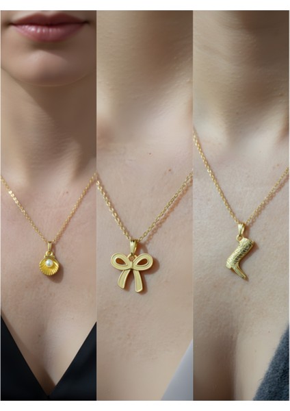 Üçlü Kombin Altın Kaplama Sembol Kolye Seti