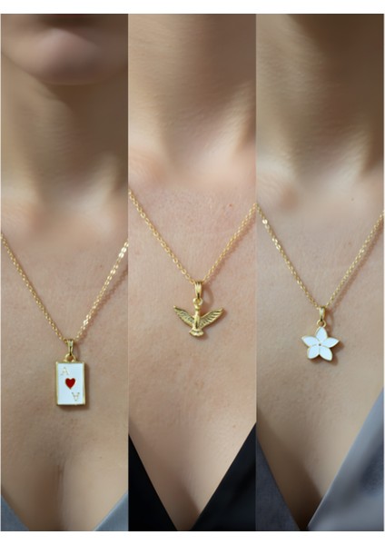 Üçlü Kombin Altın Kaplama Sembol Kolye Seti