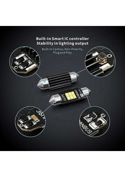 16X Son Derece Parlak 400 Lümen 3020 Yonga Seti Kanbus Hatasız LED Ampuller 36MM Festoon DE3175 6428 Ksenon Beyaz (Yurt Dışından) modelleri