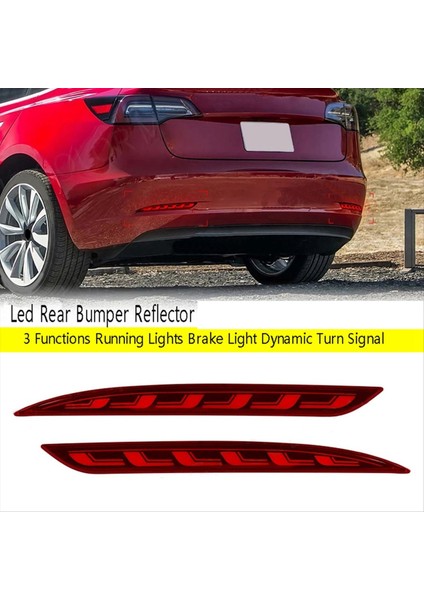 Tesla Model 3 Y 2017-2022 Kırmızı LED Arka Tampon Reflektörü 3 Fonksiyonu Çalışan Işık Fren Işığı Dinamik Dönüş Sinyali (Yurt Dışından) fiyatları