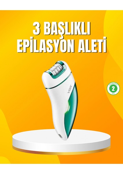 Ieg® Şarjlı 3’ü 1 Arada Vgr Epilatör LED Işıklı Suya Dayanıklı Hassas Bölge Epilasyon Makinesi