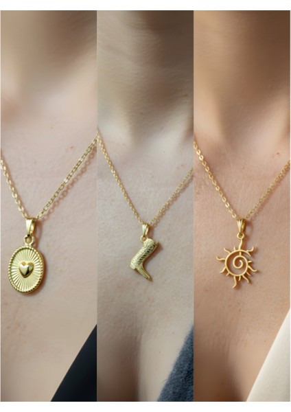 Üçlü Kombin Altın Kaplama Sembol Kolye Seti