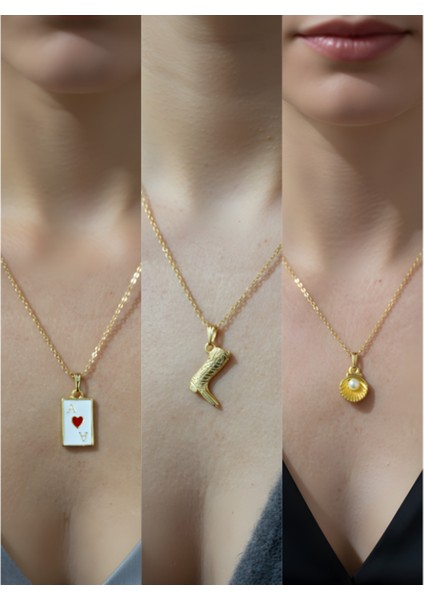 Üçlü Kombin Altın Kaplama Sembol Kolye Seti