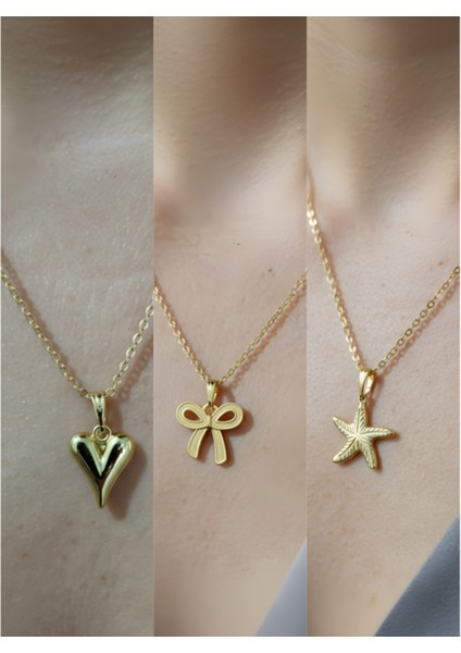 Üçlü Kombin Altın Kaplama Sembol Kolye Seti
