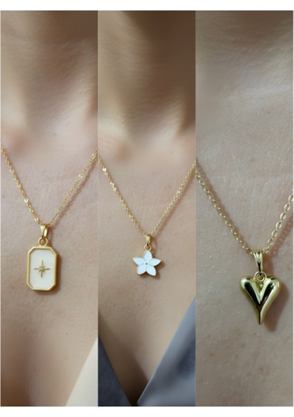 Üçlü Kombin Altın Kaplama Sembol Kolye Seti