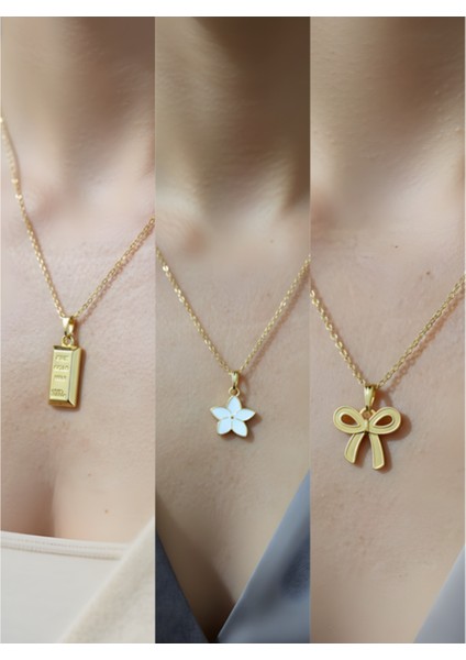 Üçlü Kombin Altın Kaplama Sembol Kolye Seti