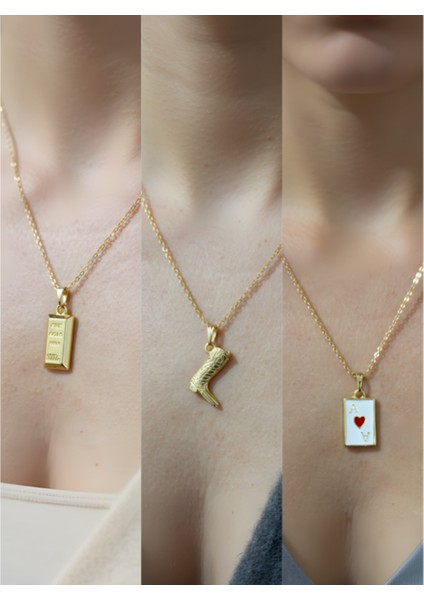Üçlü Kombin Altın Kaplama Sembol Kolye Seti