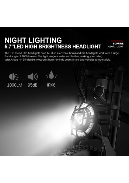 Elektrikli Bisiklet Kar Arabası Boynuz Farları 36V/48V/60V/72V Gece Güvenli Binicilik E-Bisiklet Ön Far (Yurt Dışından) fırsatları