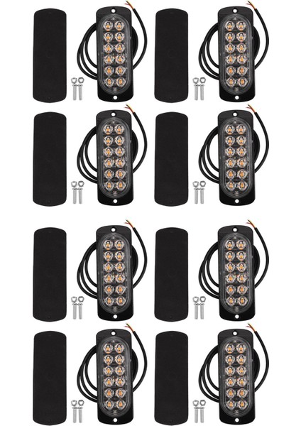 8 Pcs 12 LED Amber Flaş Flaş Kurtarma Flaşı Acil Durum Sinyal LED Turuncu Izgara Arızası Işık Sis Fo Beacon (Yurt Dışından)