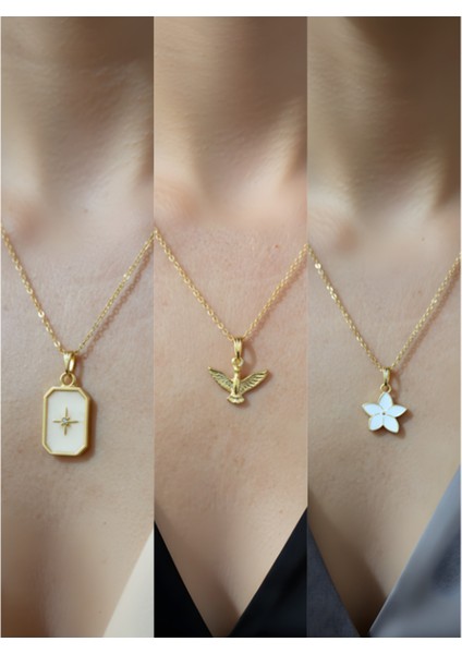 Üçlü Kombin Altın Kaplama Sembol Kolye Seti