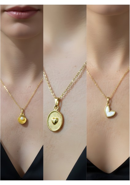 Üçlü Kombin Altın Kaplama Sembol Kolye Seti