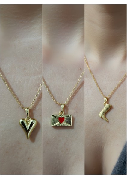 Üçlü Kombin Altın Kaplama Sembol Kolye Seti