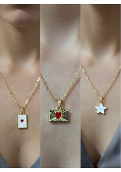 Üçlü Kombin Altın Kaplama Sembol Kolye Seti