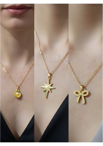 Üçlü Kombin Altın Kaplama Sembol Kolye Seti