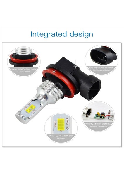 8x Süper Parlak H8 H9 H11 LED Far Ampul Kiti /düşük Işın Işık 8000LM 8000K Buz Mavisi 80W (Yurt Dışından) fiyatları