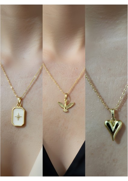 Üçlü Kombin Altın Kaplama Sembol Kolye Seti