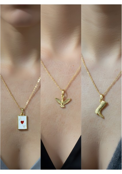 Üçlü Kombin Altın Kaplama Sembol Kolye Seti