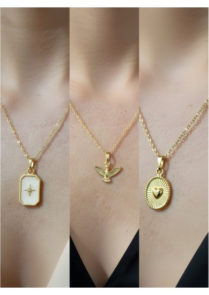 Üçlü Kombin Altın Kaplama Sembol Kolye Seti