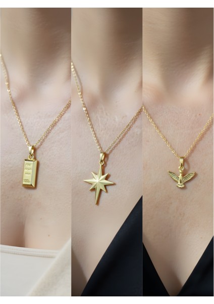 Üçlü Kombin Altın Kaplama Sembol Kolye Seti