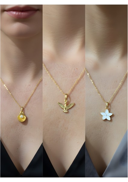 Üçlü Kombin Altın Kaplama Sembol Kolye Seti