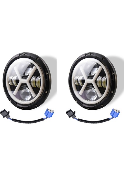 2x 500W 7 Inç Yuvarlak Melek Göz LED Far 30000LM Hi/lo Işın Drl Drl Amber Halo Yüzük Jeep Wrangler Jk Tj Lj (Yurt Dışından)