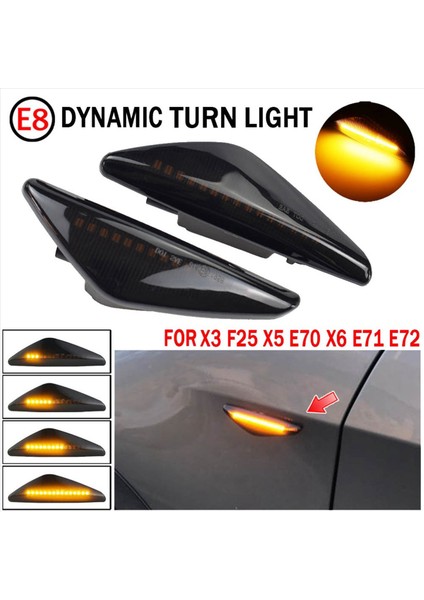 4pcs Füme Araba Dinamik LED Yan Işaretleyici Dönüş Sinyali Işığı Bmw X3 F25 X5 E70 X6 E71 E72 2008-2014 (Yurt Dışından) modelleri