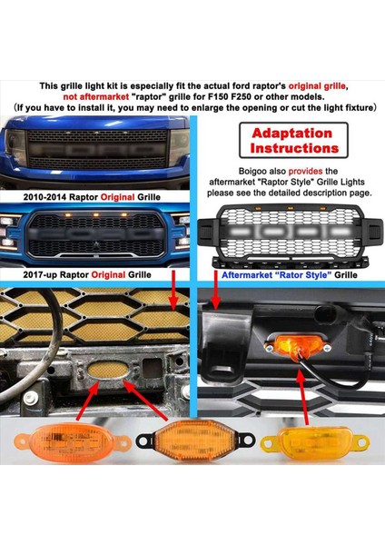Ford Raptor F150 Grilles Için 6x Ön Izgara Işıkları 2010-2014 ve 2017-2021 Füme Lens Sarı LED Park Park Amber Işığı (Yurt Dışından) fırsatları
