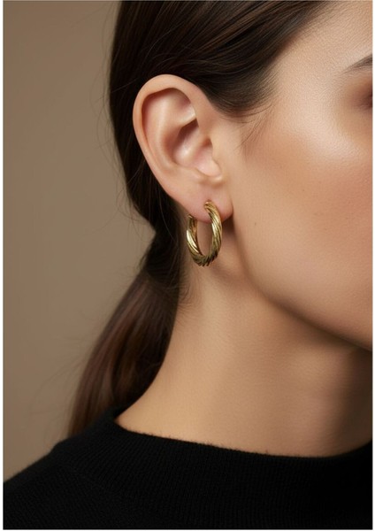 Altın Renk Burgulu Halka Küpe