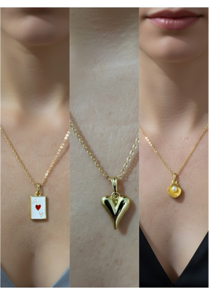 Üçlü Kombin Altın Kaplama Sembol Kolye Seti