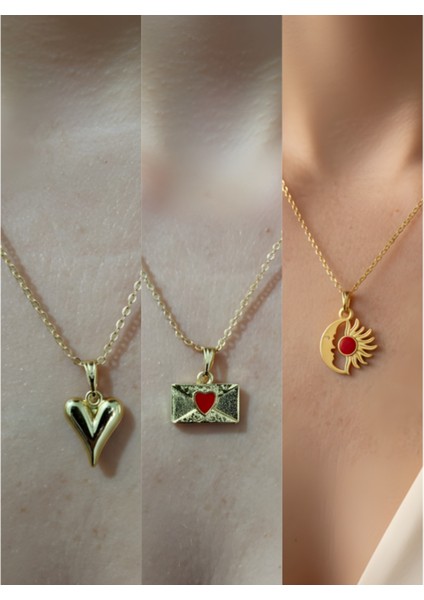 Üçlü Kombin Altın Kaplama Sembol Kolye Seti