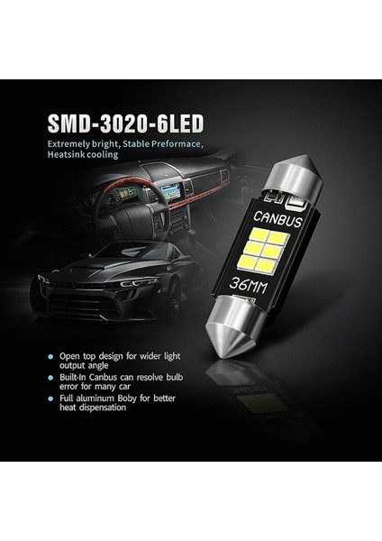 12X Son Derece Parlak 400 Lümen 3020 Yonga Seti Kanbus Hatasız LED Ampuller 36MM Festoon DE3175 6428 Ksenon Beyaz (Yurt Dışından) indirimleri