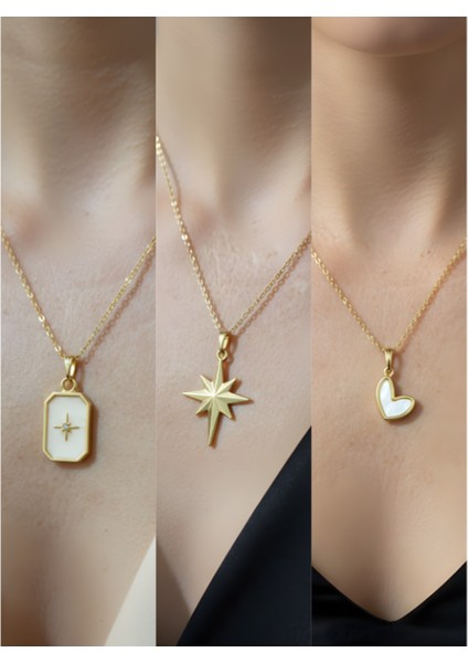 Üçlü Kombin Altın Kaplama Sembol Kolye Seti