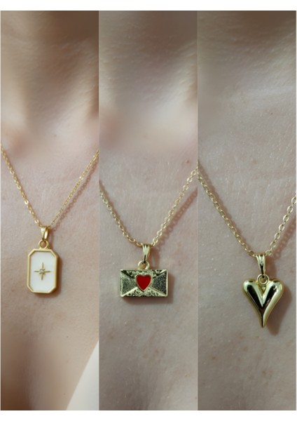 Üçlü Kombin Altın Kaplama Sembol Kolye Seti